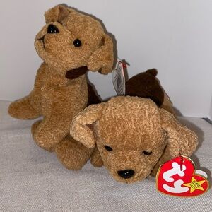 2 Ty Tuffy Dog brown terrier Beanie Babies Puppy Plush Stuffed toy vintage 90s